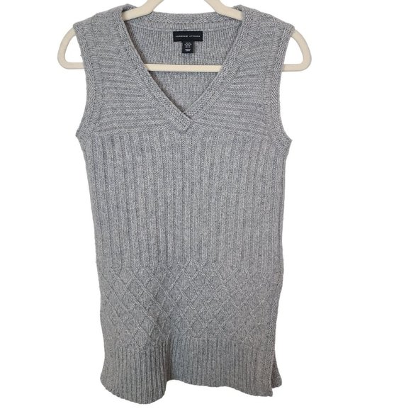 Adrianne Vittadini Womens XS Gray Cable Knit Sleeveless Wool Blend Tunic Sweater - Picture 1 of 8